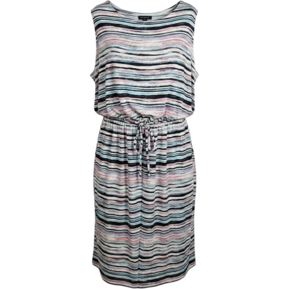 Lane Bryant Striped‎ Sleeveless Blouson Midi Dress Pink Blue Plus Size 22/24